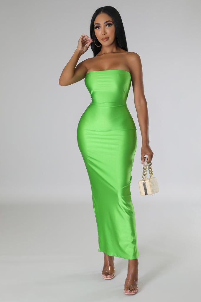 lime green tube dress Kelly Green Strapless Ruched Cotton Mini Dress main image 1